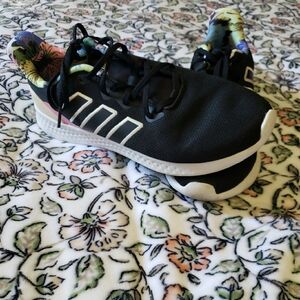 Adidas Black and Pink Sneakers with Streamlined Silhouette